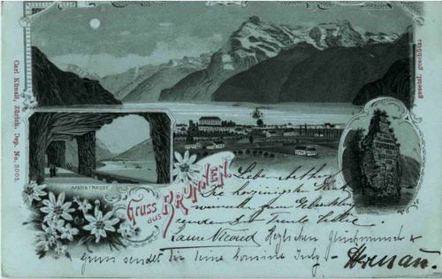 Gruss aus Brunnen - Litho