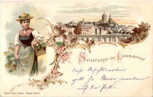 Gruss aus Lausanne - Litho