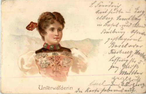 Unterwalderin - Litho - Tracht