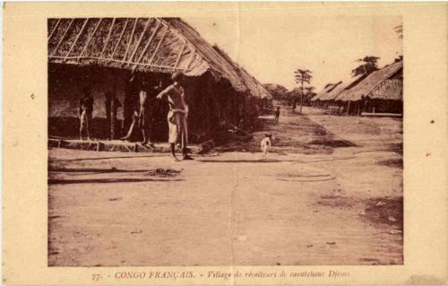 Congo - Village de recolteurs de caoutchouc Djems