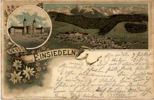 Gruss aus Einsiedeln - Litho