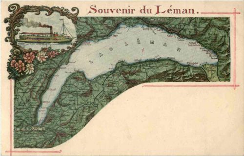 souvenir de Lac Leman - Litho
