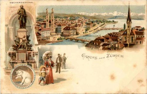 Gruss aus Zürich - Litho