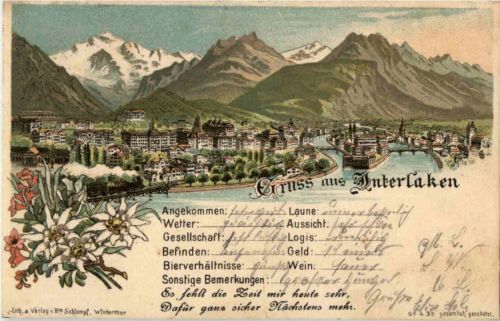 Gruss aus Interlaken - Litho