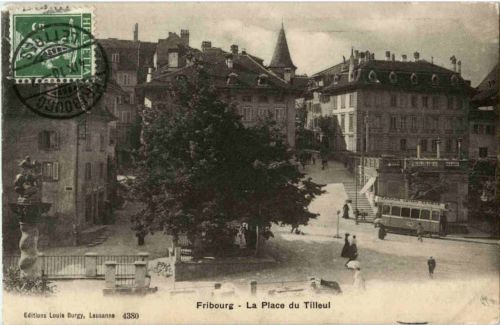 Fribourg - La Place du Tilleul mit Tam