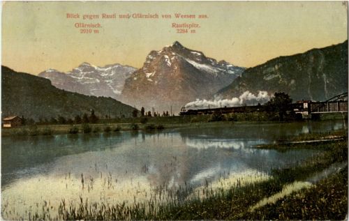 Blick von Weesen mit Zug