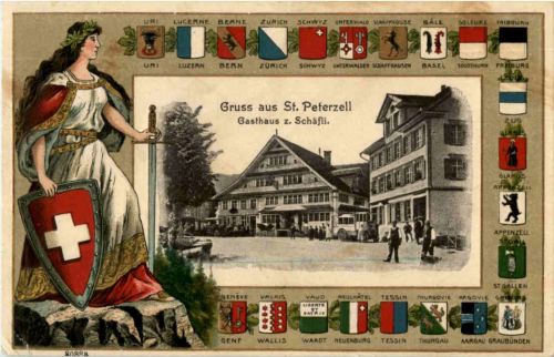 Gruss aus St. Peterzell - Prägekarte Litho