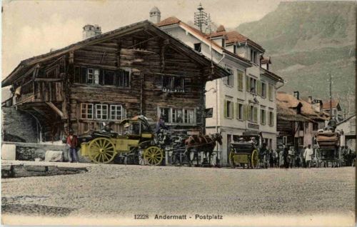 Andermatt - Postplatz - Postkutsche