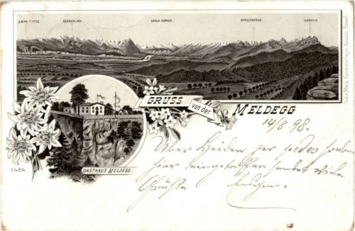 Gruss aus Meldegg - Litho