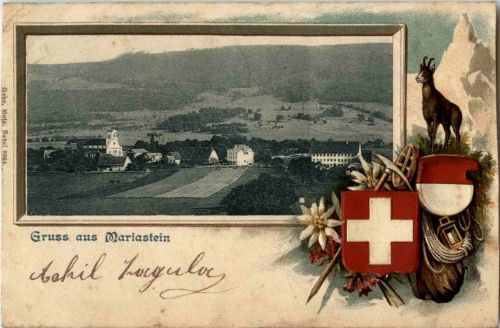 Gruss aus Mariastein - Prägekarte Litho