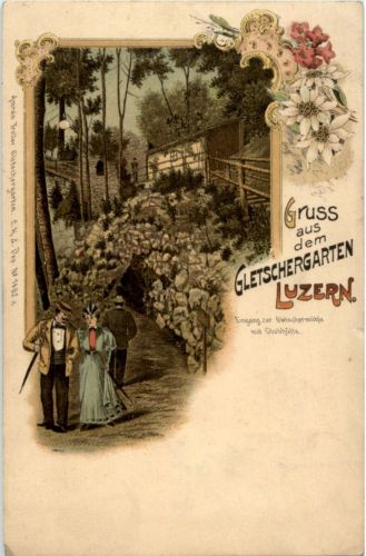 Gruss aus dem Gletschergarten Luzern - Litho