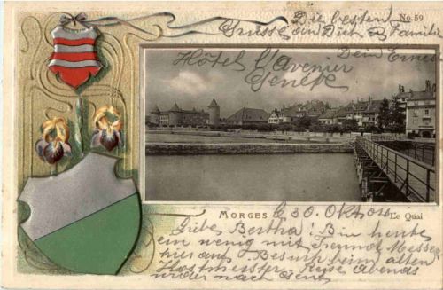 Morges - Prägekarte - Litho