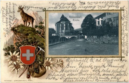 Appenzell - Prägekarte - Litho