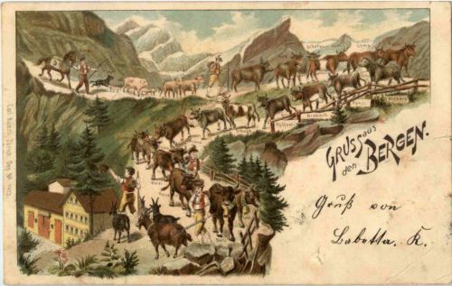 Gruss aus den Bergen - Litho