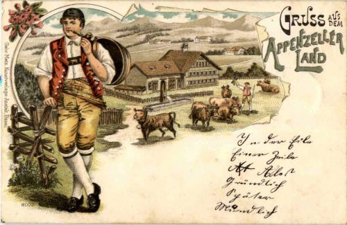 Gruss aus dem Appenzeller Land - Litho