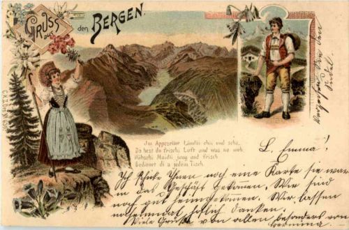 Gruss aus den Bergen - Litho