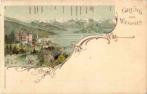 Gruss aus Weggis - Litho