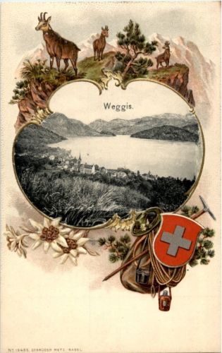 Weggis - Litho - Prägekarte