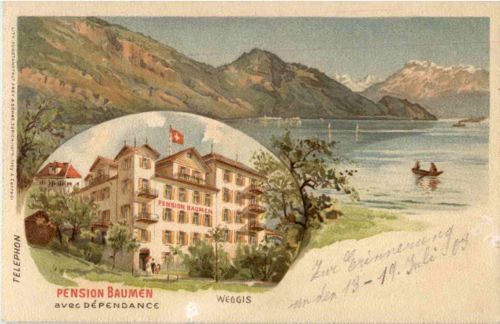 Weggis - Pension Baumen - Litho