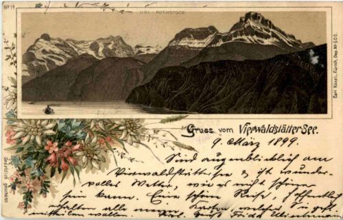 Gruss vom Vierwaldstättersee - Litho