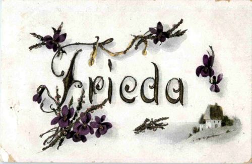 Karte mit Namen Frieda