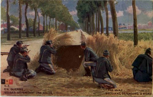 Belgians defending a road