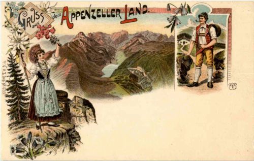 Gruss aus dem Appenzellerland - Litho