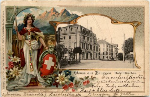 Gruss aus Bruggen - Litho Prägekarte