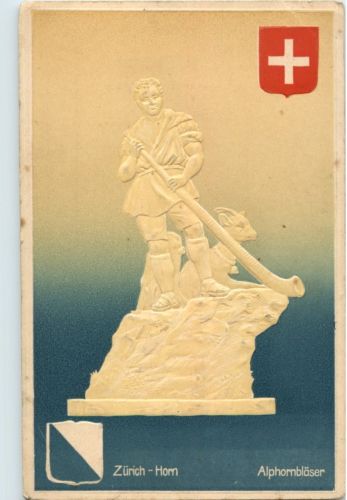 Zürich Horn - Alphornbläser - Prägekarte