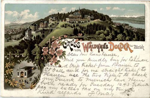 Gruss vom Waldhaus Dolder - Litho