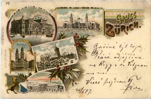 Gruss aus Zürich - Litho Winter