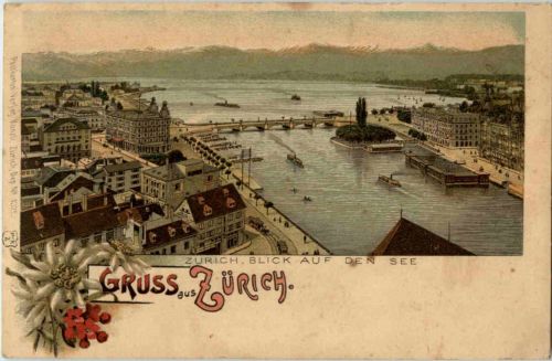 Gruss aus Zürich - Litho