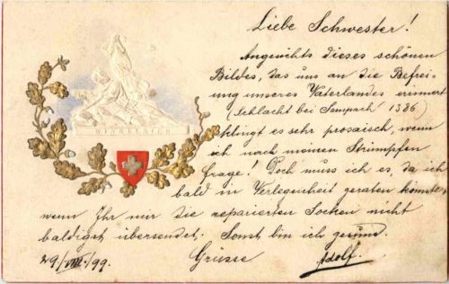 Schweiz - Winkelried - Prägekarte