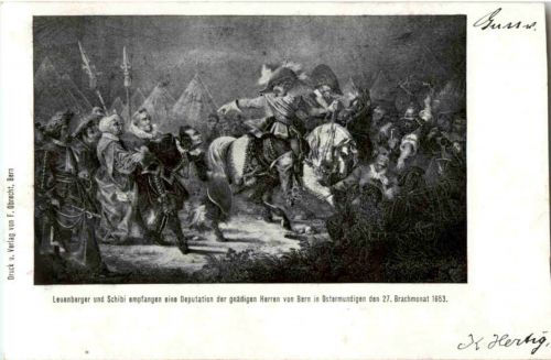 Leuenberger uns Schibli empfangen eine Deputation der Herren von Bern in Ostermundingen