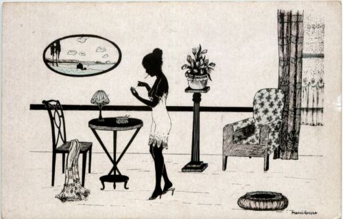 Erotik - Künstlerkarte sign. Manni Grosze