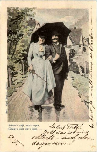 Paar mit Regenschirm - Carl Künzli