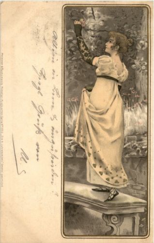 Frau - Künstlerkarte - Litho