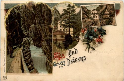 Gruss aus Bad Pfäffers - Litho
