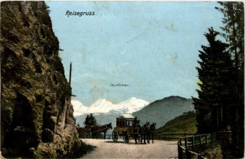 Reisegruss - Churfirsten - Postkutsche