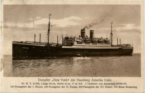 Dampfer New York - Hamburg Amerika Linie