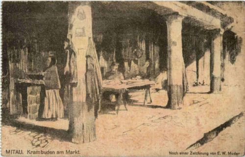 Mitau - Krambuden am Markt - Feldpost
