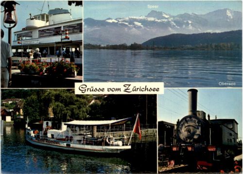 Grüsse vom Zürichsee - Schiff Eisenbahn