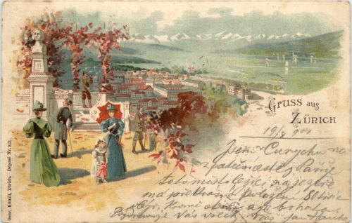 Gruss aus Zürich - Litho