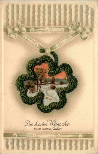 Neujahr - Prägekarte- Bahnpost