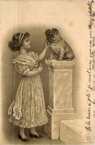 Kind mit Hund - Prägekarte