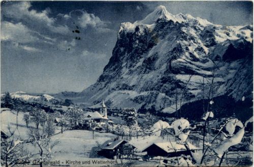 Grindelwald - Kirche und Wetterhorn