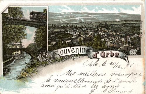 Souvenir d Orbe - Litho 1896