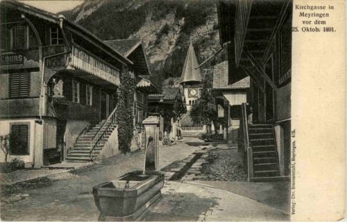 Kirchgasse in Meiringen vor dem 25. Oktober 1891