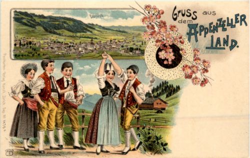 Gruss aus dem Appenzeller Land - Litho
