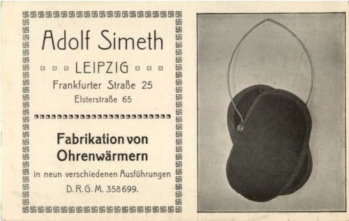 Leipzig - Adolf Simeth - Fabrikation von Ohrenwärmern